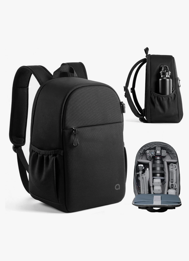 llano Compact Camera Backpack for DSLR/SLR/Mirrorless,Photography Bag with Laptop Slot (for 14" MacBook) & Tripod Holder, Ideal for Travel & Outdoor (for Canon, Nikon, Sony), Small, Black,10L Capacity