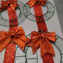 Hmlinktt 3-Piece Outdoor Lighted Christmas Wreath, 61"L Christmas Wreaths with 3 Red Bow & 300 LED Lights, Christmas Wreaths for Front Door with Hook, Wreath Decorations for Home Yard, Green, Set of 2