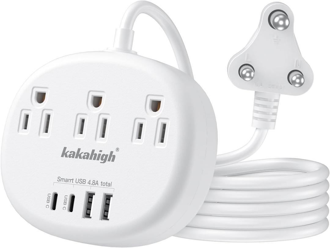 South Africa Plug Adapter, Type M Adapter for South Africa with 3 American Outlets 4 USB Ports (2 USB-C) Total 24W, Type M Plug Adapter for USA to South Africa Botswana Namibia Nepal Bhutan