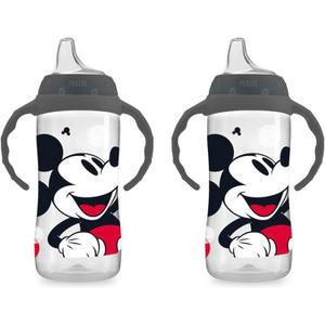 NUK Mickey Mouse Large Learner Cup 10oz 2pk BPA Free, Spill Proof Sippy Cup