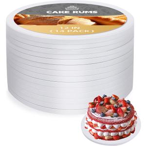 Oungg 14 Pack 12 Inch Cake Drum, Cake Boards 12 Inch Round, 1/2" Thick Cardboard Cake drums with Food Grade, White and Modern Style for Bases Para Pasteles.