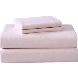 Laura Ashley - Flannel Sheets Full Size, Anti-Pilling & Wrinkle Resistant Cotton, Touchably Soft for All-Season Comfort - Bed Sheets with Matching Pillowcases & Fitted Sheet (Bright Blush)