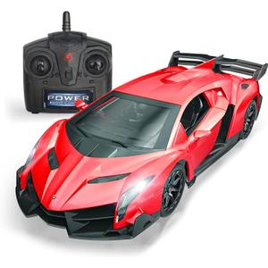 QUN FENG Remote Control RC CAR Racing Cars Compatible with Lamborghini Veneno Officially Licensed 1:24 Toy RC Cars Model Vehicle for Boys 6,7,8 Years Old,red