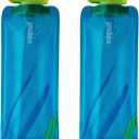 Vapur Flexible, Collapsible Wide Mouth Anti-Bottle with Detachable Carabiner, 23 Ounce, Water, Pack of 2 (Water Blue)