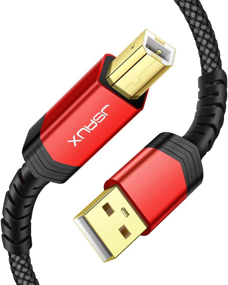 JSAUX 15FT USB Printer Cable - USB 2.0 Type A Male to B Male Scanner Cord - High Speed for HP, Canon, Epson, Dell, Brother, Lexmark, Xerox, Samsung and Piano, DAC