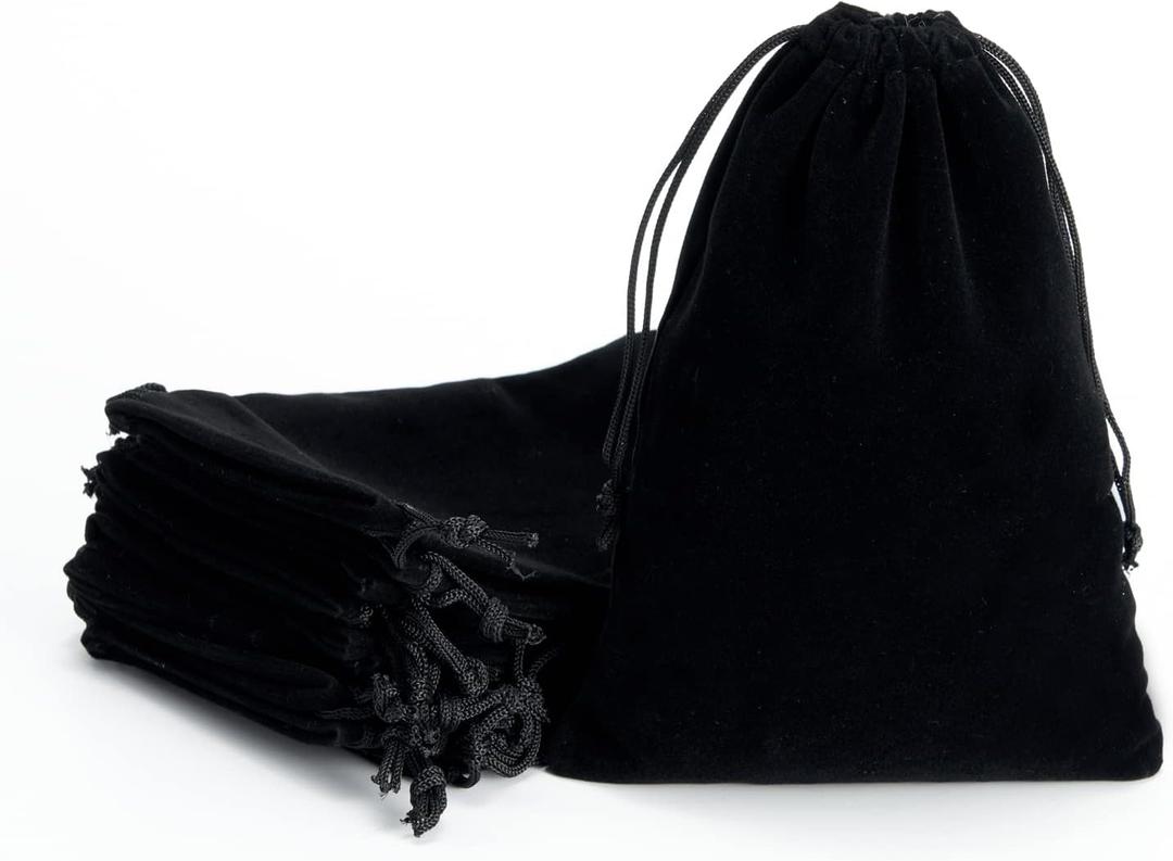 Tendwarm 20 Pcs 5.9x7.8 Inches Black Velvet Bags With Drawstring Candy Jewelry Pouch Bags Christmas Wedding Favors