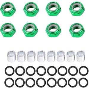 IMPORX 8 Pieces Skateboard Truck Color Nuts and 16 Pieces Skateboard Truck Axle Washers and 8pcs Precision Spacers for Longboards and Skateboard Hardware Kit