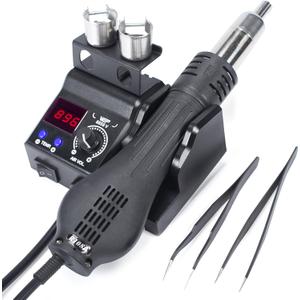 WEP 8858-V Hot Air Rework Station Kit with Compact Size, Integrated Nozzle Holder, 3 Nozzles, 2 Tweezers, Adjustable Temperature& Air Volume, PID Program, C/F Conversion and More