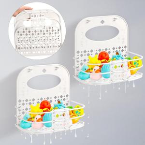 Yungyan 2 Pcs Bath Toy Storage Holder Foldable Bath Toy Organizer Large Capacity Bathtub Storage Shower Caddy for Toddlers Bedroom Bathroom Accessories
