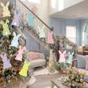 Halloscume 12 Pcs Extra Large Easter Tree Decorations 9.8 Inch Colorful Bunny Tree Picks Ornaments Pastel Easter Bunny Toppers Waterproof Polka Dot Plaid Rabbit Picks for Home Spring Party Decor