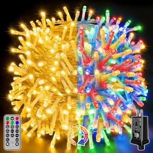 Ollny Christmas Lights, 210FT 640LED Christmas Tree Lights with 11 Modes Remote Control IP44 Waterproof Warm White to Multicolored Outdoor Christmas Lights for Outside Indoor Patio Xmas Decorations