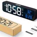 Alarm Clock Music LED Digital Alarm Clock Temperature Date Display Desktop Mirror Clocks Home Table Decoration Electronic Clock Nap Timer Alarm(Black)