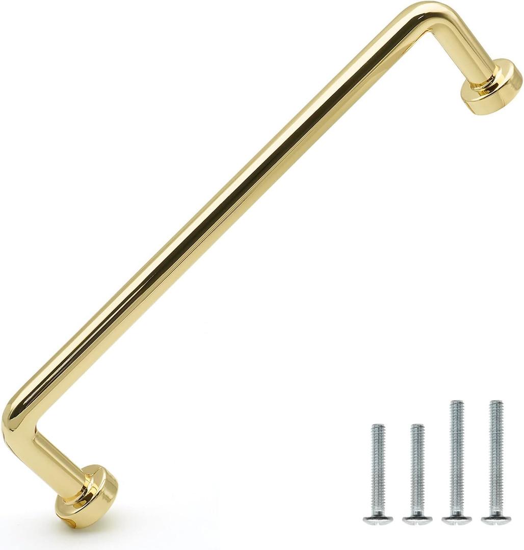10 Pack Polished Gold Cabinet Handles 5 Inch/128mm Hole Center Shiny Gold Drawer Dresser Pulls Zinc Alloy Polished Brass Kitchen Cupboard Bathroom Furniture Hardware
