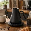 Cocinare Gooseneck Electric Kettle, 1F Temperature Control, 1500W Fast Heating, Pour Over Coffee & Tea Kettle with Brew Timer & Keep Warm, Stainless Steel, 0.9L (Matte Black)