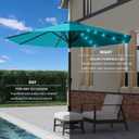 9FT Patio Umbrella with Solar Lights,Outdoor Market Umbrella with Tilt and Crank, LED Lighted Table Umbrella for Garden,Deck,Backyard,Pool,Beach (Light Blue)