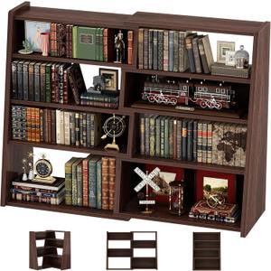Armocity Expandable Bookshelf Small Short Corner Bookcase for Small Spaces
Low Ladder Book Shelf Narrow Long, Extendable Wood Bookcase for Living Room, Bedroom, 5 Tier, Black Walnut