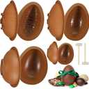 RoundFunny 8 Pcs Easter Egg Molds with 2 Pcs Wood Hammer 3D Breakable Silicone Chocolate Molds Non Stick DIY Easter Egg Mold for Party Candy Mousse Cake Dessert Baking Basket Gift Decorations