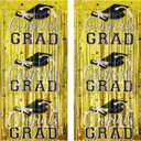 5 x Gradution Party Suppiles Backdrop Decoration 2026, Claas of 2026 Streamer Tinsel Foil Fringe Curtains, Photo Booth Prop Backdrop, Golden Grad Photo Backgrounds