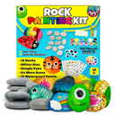 JOYEZA Rock Painting Kit Deluxe, Arts and Crafts for Girls Boys Age 6+, 12 Rocks Tween Gift Art Set, Waterproof Paints, Craft Kits Art Supplies, Kids Crafts Ages 6-8, Kids Activities 6 7 8 9 10