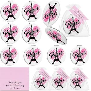 12 Sets Paris Party Favors for Guests Included Paris Round Make up Mirror Thank You Tags and Organza Bags Eiffel Tower Gift for Birthday Bridal Shower Pink Baby Shower Sweet 16 Party Favors
