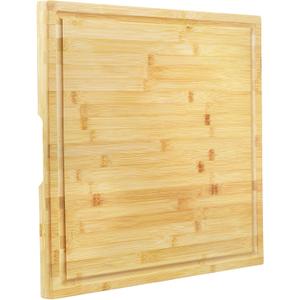 Utoplike Bamboo Cutting Board 20 x 20 inch, Large Wood Chopping Board for Kitchen, Meat, Vegetables, BBQ, Square Butcher Block with Juice Groove and handle, 1"Th