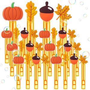 Civaner 24 Pcs Mini Fall Bubble Wands for Kids Pumpkin Chestnuts Fall Leaves Bubble Wands Autumn Thanksgiving Toys Gifts Party Favors for Festival Goodie Treat Bag Fillers Classroom Prizes Supplies