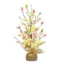 RoseCraft Easter Decorations, 18 Inch Pre-Lit Easter Egg Tree Tabletop Decor with Delicate Ornaments, for Home Party Wedding Holiday Spring Summer Decoration, Yellow/Pink.