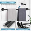 TQKAG Matte Black Bathroom Hardware Set 5 Pieces, SUS304 Stainless Steel Towel Bar Set Round Bathroom Towel Rack Set Wall Mounted