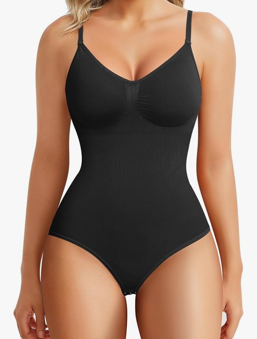 BRABIC Womens' Seamless Sleeveless V-Neck Bodysuit Shapewear Tummy Control M/L