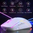 FFJ Wireless Gaming Mouse, 24000 DPI, Tri-Mode 2.4G/USB-C/Bluetooth 5.3 Gaming Mouse Wireless, RGB Programmable Mouse Gamer, 75Hrs Battery Life, Rechargeable Gaming Mice for PC, Mac, PS5, Xbox - White