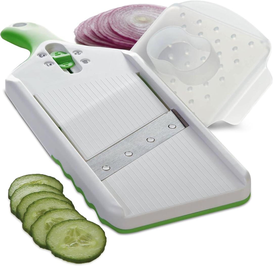PrepSolutions Adjust-A-Slice Mandoline Slicer, Green Adjustable Thickness, Perfect for Vegetables, Fruits, and More
