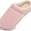NewDenBer Women's Cozy Memory Foam Slippers Soft Fleece Lined Slip on Indoor Outdoor House Shoes (M)