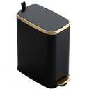 CEROELDA Small Bathroom Trash Can with Lid Soft Close-5L/1.3 Gal Slim Garbage Can-Metal Step Wastebasket-Rectangle Narrow Waste Bin for Office, Bedroom, Toilet, Live Room (Black)