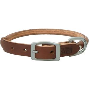 Bridle Leather Rolled Dog Collar, 17" (15 - 18 in., 3/4 in. width), Brown