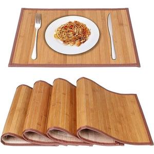 Bamboo Placemats for Dining Table, Placemats Set of 4,Stain-Resistant,Heat-Resistant Place Mats,Durable and Sturdy Dining Place Mats for Kitchen Table (Original) (11.5*17.5inch, Yellow)