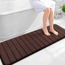 OLANLY Memory Foam Long Bathroom Rugs Runner 59x20, Super Soft Absorbent Bath Mat, Quick Dry, Machine Washable Shower Floor Rugs, Bathmat Carpet, Bathroom Home Decor Accessories, Brown