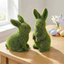 2pcs Flocked Bunny Moss Bunnies, Easter Bunny Decor for Home, Resin Rabbit Figurines for Spring Table Centerpieces, Green Moss Rabbit Statues for Indoor Outdoor Garden & Shelf Decorations(Small Moss)