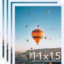 11x15 White Picture Frame Set of 4, Horizontal and Vertical Formats for Wall Hanging, 11 x 15 Wall Gallery Poster Photo Frames with Shatter Resistant Plexiglass, 4 Pack, White