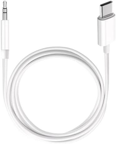USB C to 3.5mm Audio Aux Jack Adapter,3.3 ft, aux Cord for iPhone,Type C to 3.5mm Aux Headphone Stereo Cord Car Cable for iPhone 16/16 Pro, Samsung Galaxy S25 and Other iOS and Android Devices(White)