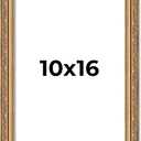 Poster Palooza 10x16 Frame Gold Antique Solid Pine Wood Picture Frame with UV Acrylic Plexiglass, Foam Board Backing & Hanging Hardware Included