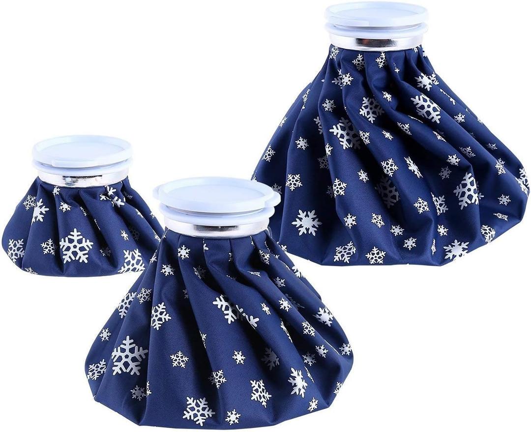Ice Bags for Injuries Reusable: Ohuhu Pack of 3 Ice Cold Packs Ice Bag Hot Water Hot & Cold Therapy Pain Relief for Knee Leg Injury No-Leak Breathable Waterproof Ice Bags 3 Sizes 6"/9"/11", Dark Blue