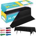 Black Plastic Table Cover Roll - 54IN x 100FT, Table Cloth for Rectangle Table with Slide Cutter, Plastic Table Cloth Disposable with Cut-to-Size Design for Weddings, Banquets, Parties, 1200" x 54"