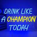 Drink Like A Champion Neon Sign Beer Neon Sign for Wall Decor Dimmable University Led Sign Football Team Slogan Neon Light Funny Bar Light Up Sign for Man Cave Dorm Club Party
