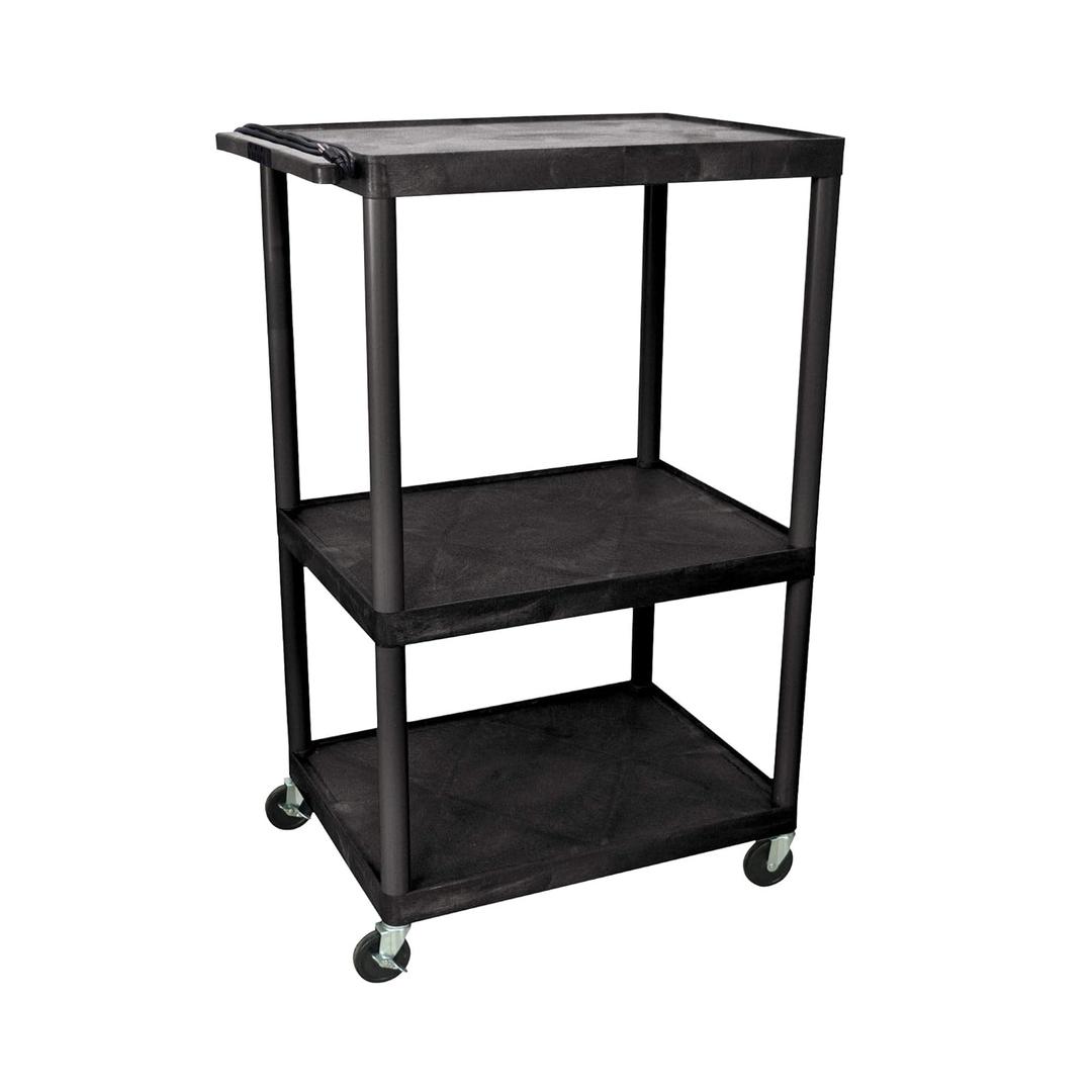 LUXOR LP54E-B 54"H AV Cart - 3 Large Shelves Electric