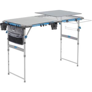 CORE Outdoor Cook Table | 4 Foot Table with Adjustable Height and Storage for Cooking Accessories | Foldable & Portable for Beach, Picnic, Backyards, BBQ, Tailgate, Patio and Party, 4 Foot Prep & Cook Table with FlexRail