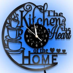KingLive 12 Inch Kitchen Clocks Vinyl Record Clock, Creative Kitchen Home Decor, Coffee Wall Decor Theme for Restaurant Café, Gift for Women Wives(Black Coffee Cup)