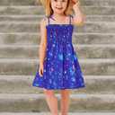 Vieille Toddler Baby Girls Summer Dress Sling Straps Princess Sundress Floral Printed Casual Beach Holiday Dress 1-6 Years (2-3T, Galaxy)