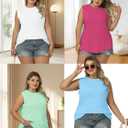 ROSRISS Plus Size Tank Tops for Women Summer Sleeveless T Shirts Loose Fit Crew Neck Tees Flowy Curved Hem Blouses XL-5XL (05_mint Green)