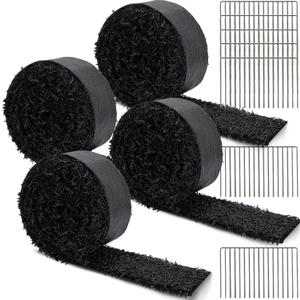 Frienda 4 Roll 120'' x 4.5'' Rubber Mulch for Landscaping Recycled Black Permanent Rubber Mulch Mat Cuttable Garden Edging Border Mat for Garden Plants Walkway Pathway Vegetables and Flowers