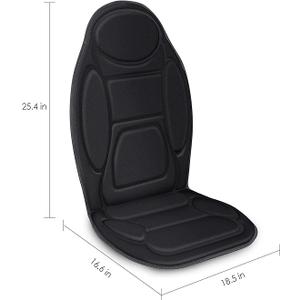 Snailax Massage Seat Cushion - Back Massager with Heat, 6 Vibration Massage Nodes & 2 Heat Levels, Massage Chair Pad for Home Office Chair，Black